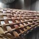Large vintage woven wicker basket, cornucopia shape, to hang