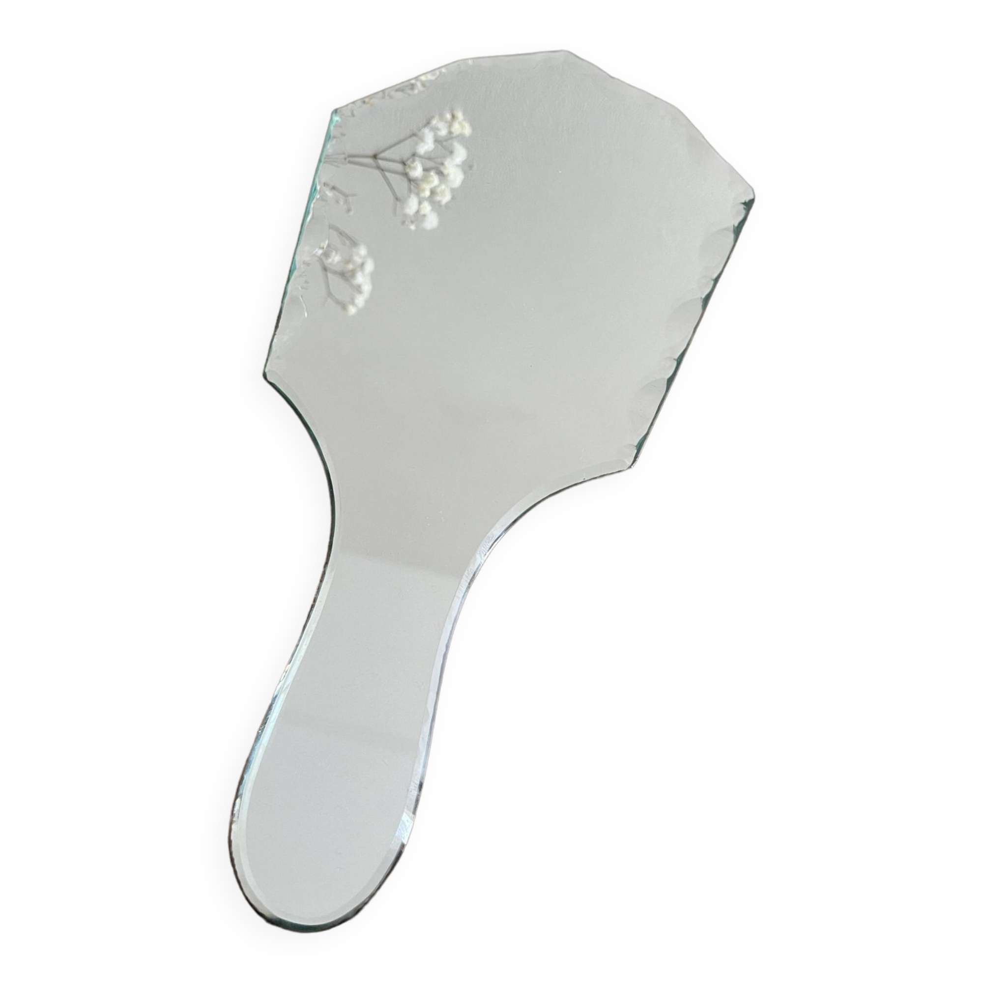 Beveled hand mirror