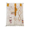 Tapis berbère marocain azilal écru à motifs colorés 303x201cm