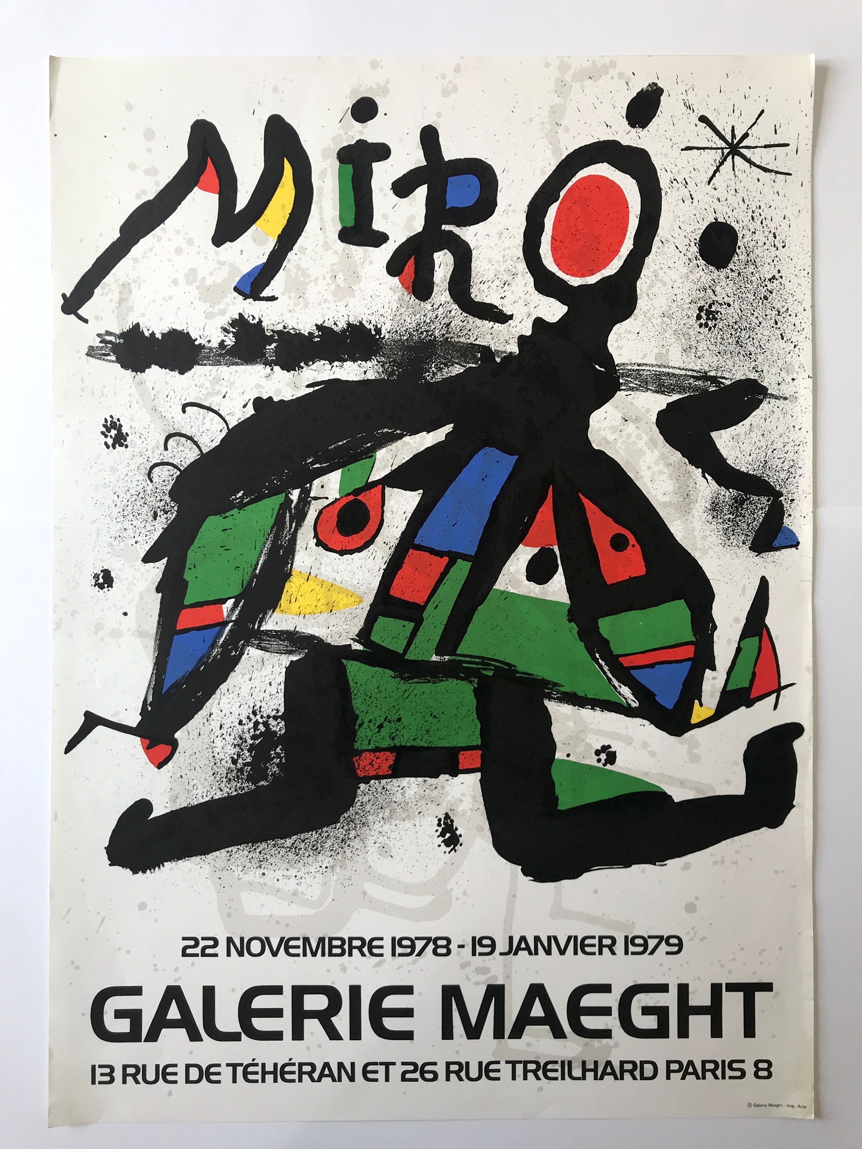 Poster in lithograph by Joan Miro, Galerie Maeght, 1978