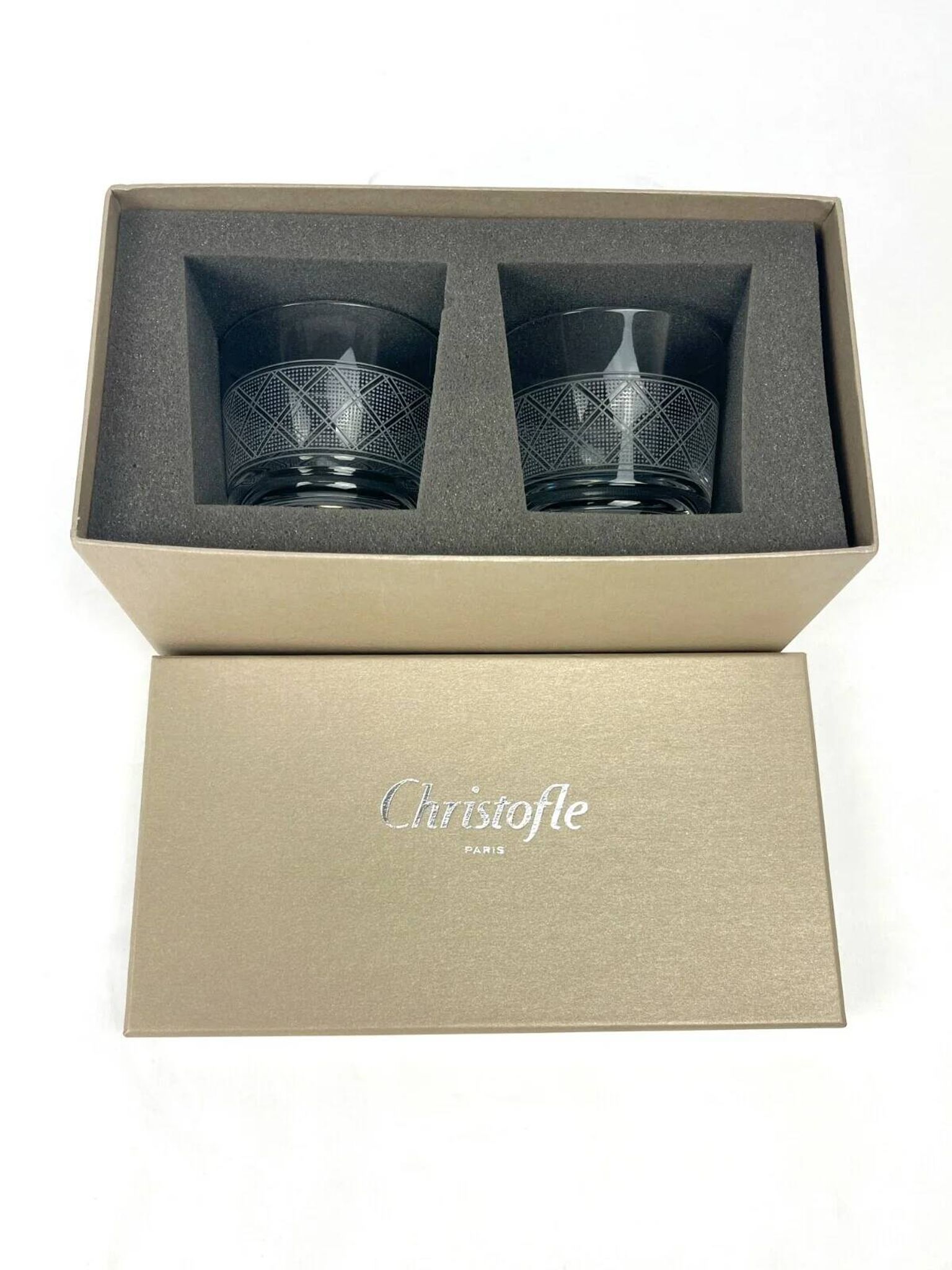 Christofle, box of 2 Eden Garden whisky glasses