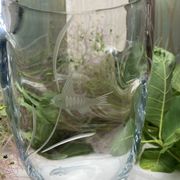 Pinched crystal vase engraved with vintage marine motifs