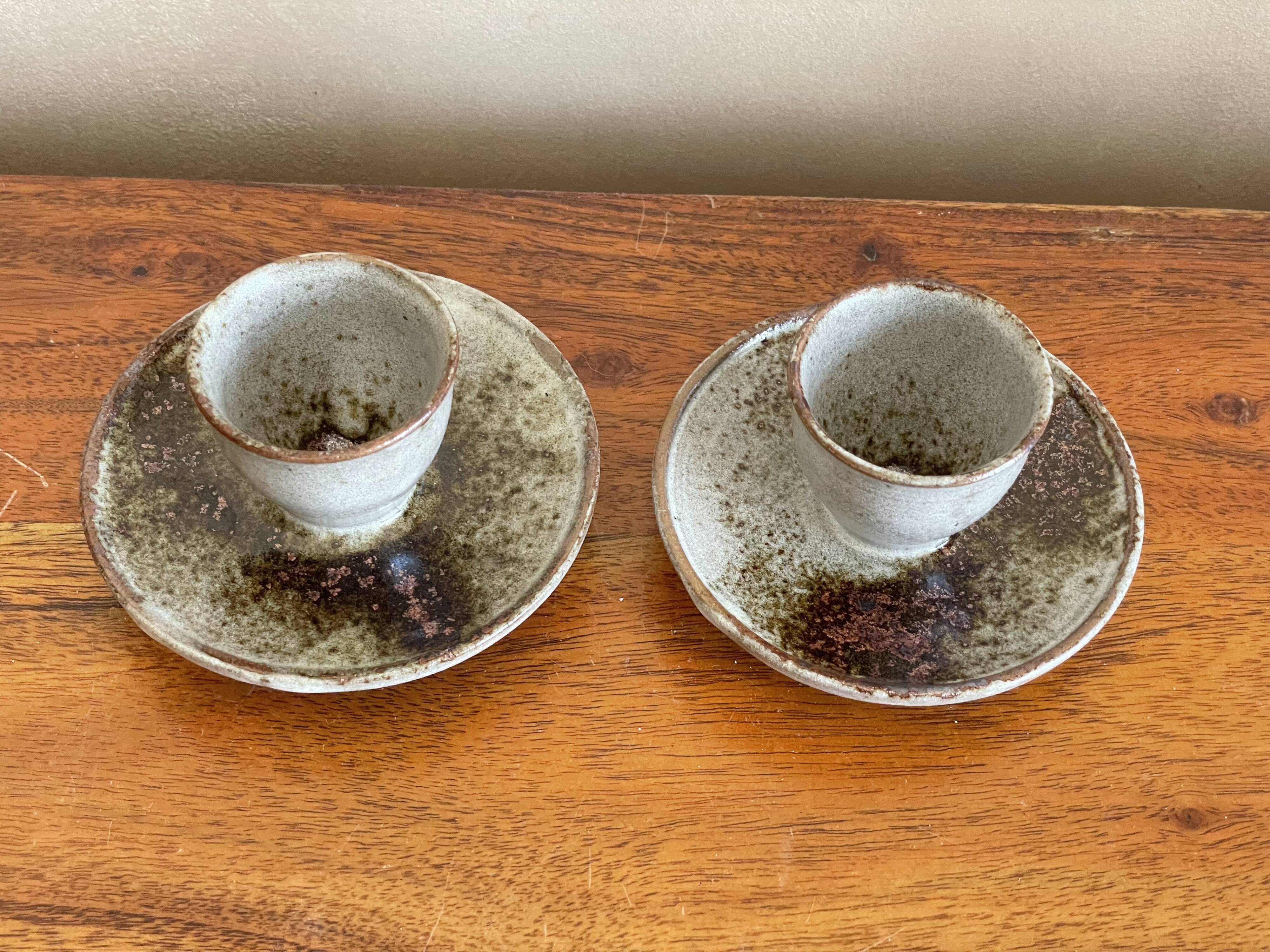 2 stoneware egg cups