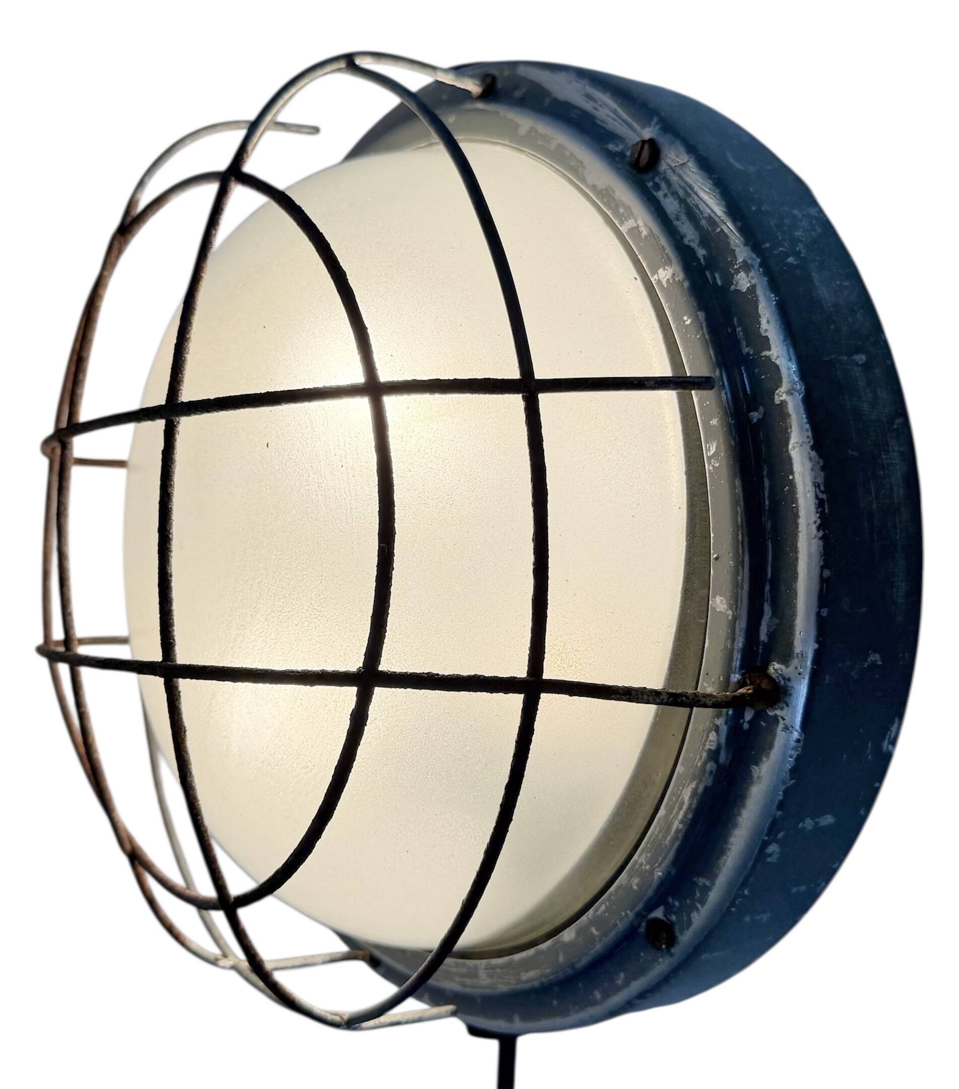 Industrial Grey Wall Light with Milk Glass from Elektrosvit, 1970s