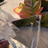 LALIQUE Vase France "Floréal" Satin and Clear Crystal — Signed