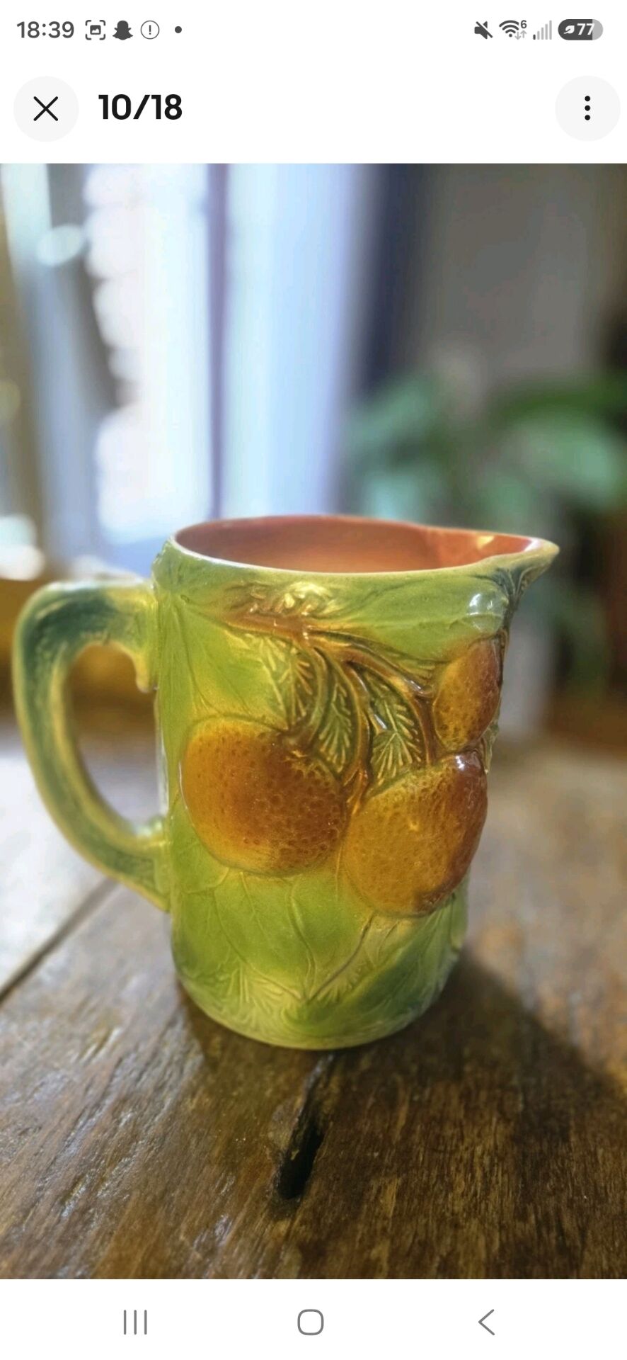 Magnificent rare Pichet Broc Saint Amand 1900 Orange Barbotine