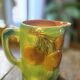 Magnificent rare Pichet Broc Saint Amand 1900 Orange Barbotine