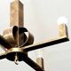 Art Deco period modernist four-light gilt brass pendant light circa 1930