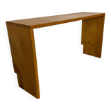 Magnifique banc d'entrée minimaliste en bois, de belle facture, années 1970