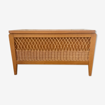 Wood and rattan toy chest