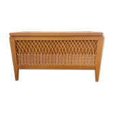 Wood and rattan toy chest