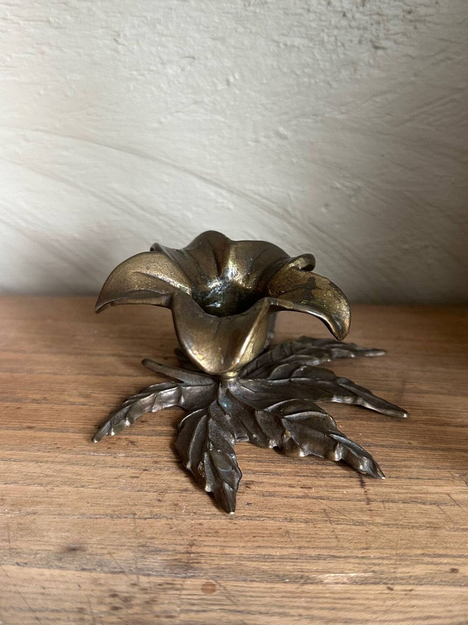 Brass flower candle holder
