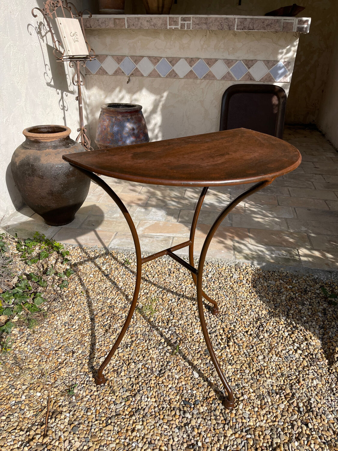 Artisanal wrought iron console table