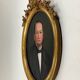 Old hst painting portrait of a man medallion golden frame louis xv style