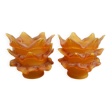 Pair of amber-colored glass paste tulips - several pairs available