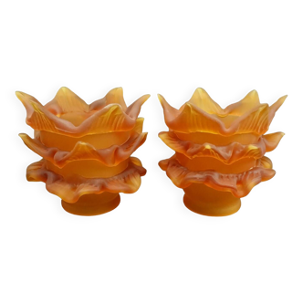 Paire de tulipes couleur ambre pâte de verre - plusieurs paires disponibles