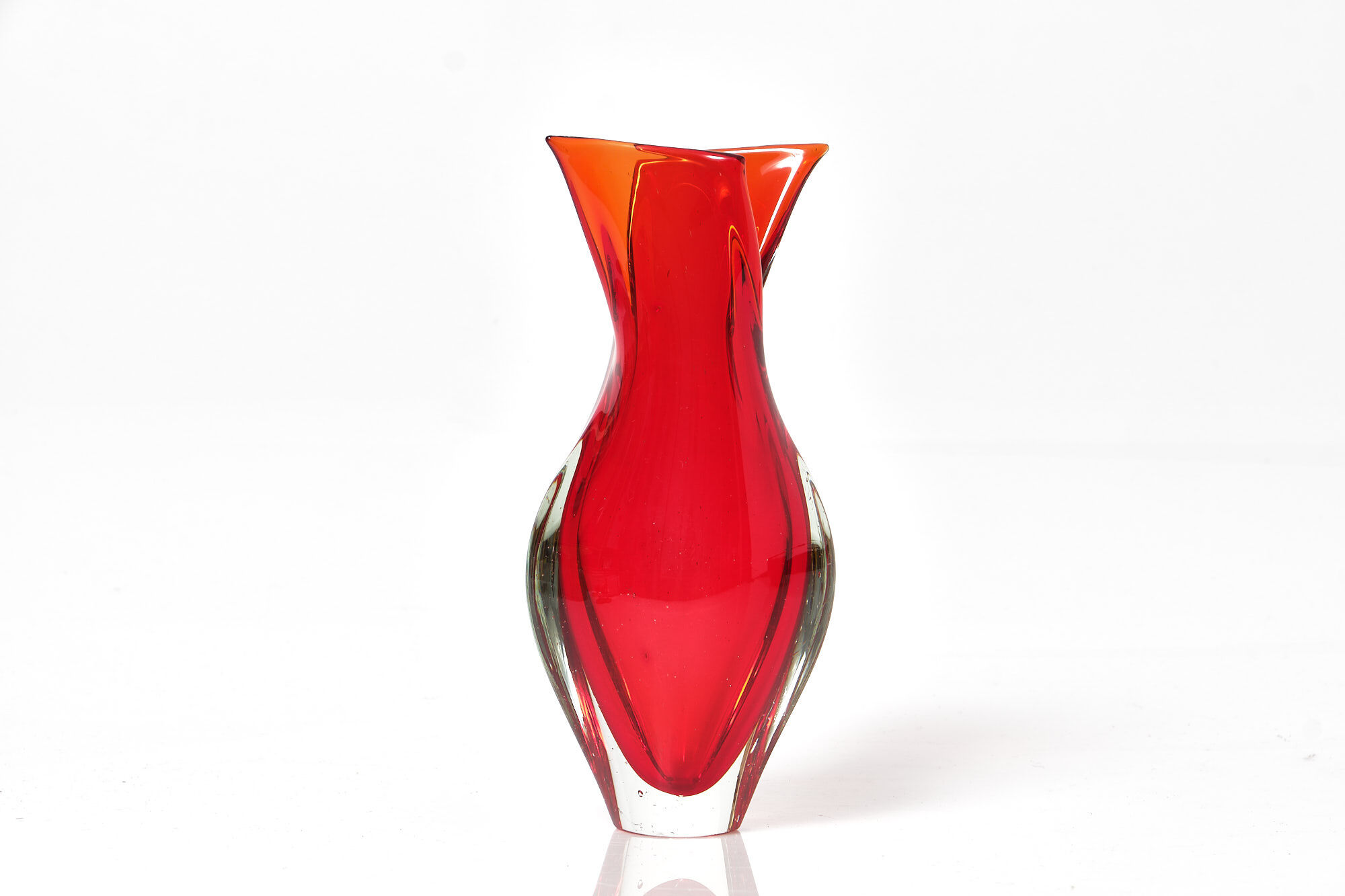 Red vase orange Murano Sommerso Mandruzzato Vintage