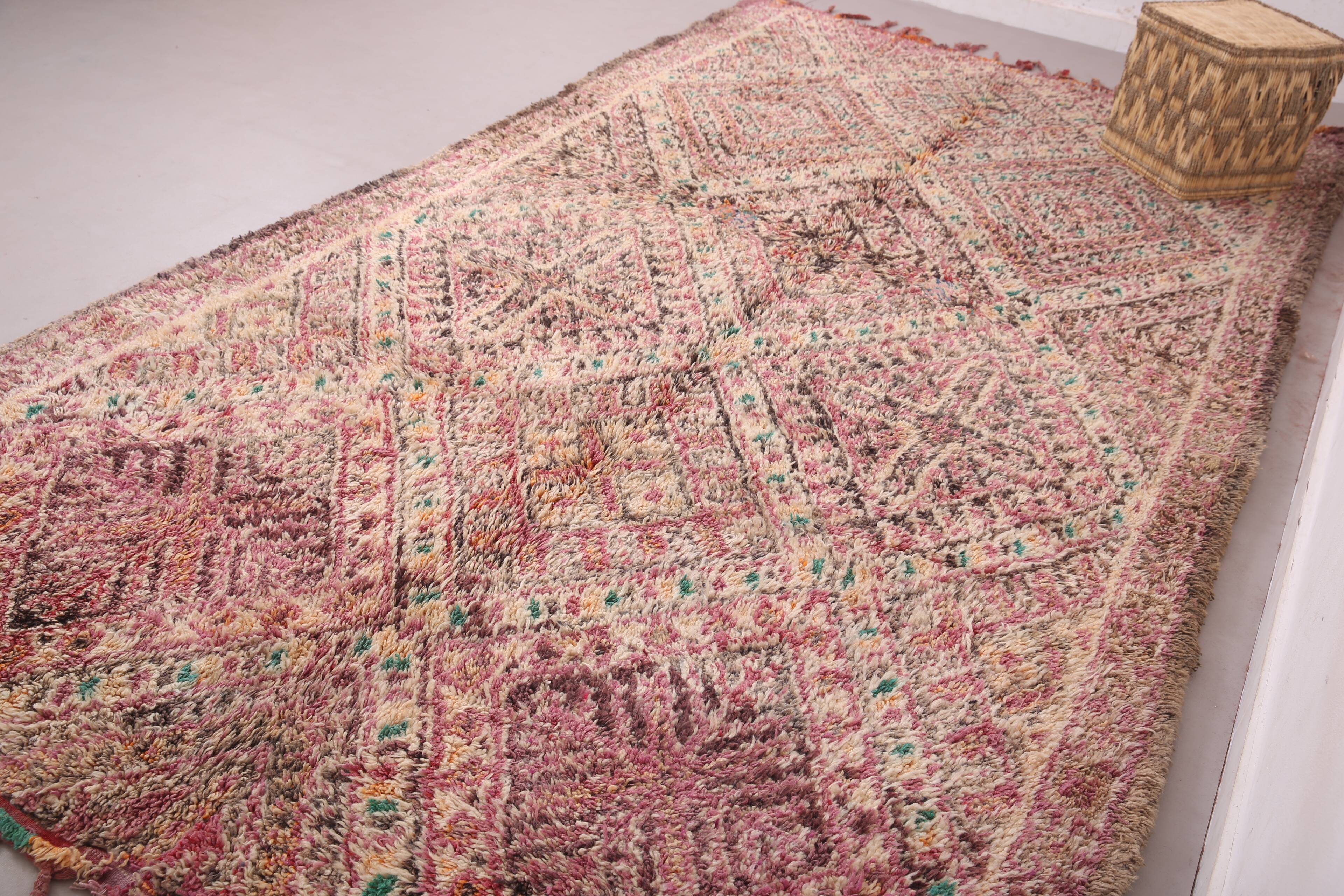 Tapis en laine marocain vintage 200 x 358 cm - Tapis berbère fait main rare - Antique