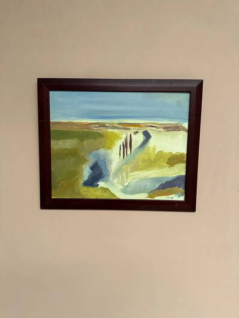 Original Swedish Oil on Panel – “Landscape” by JA 05 – Vintage & Framed – 58 × 48 cm (22.8" x 18.8")