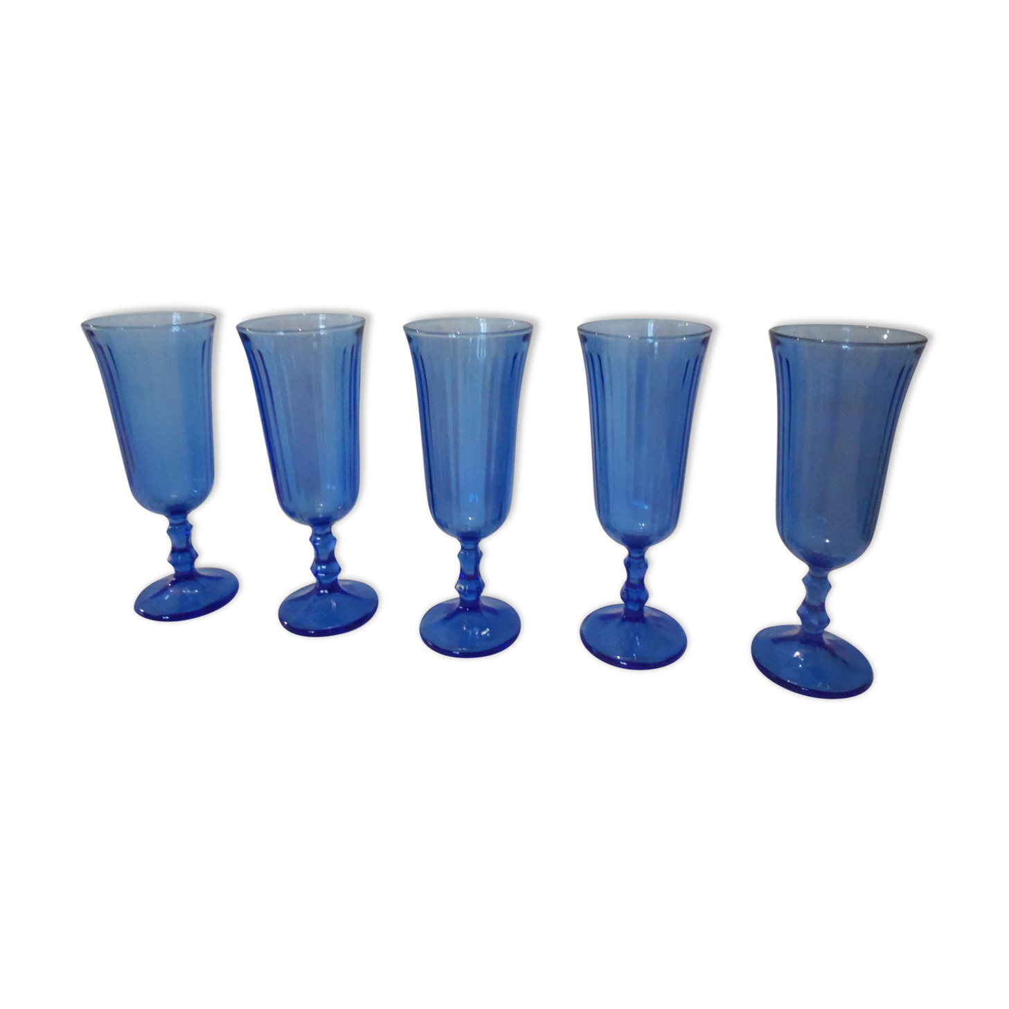 5 navy blue champagne flutes