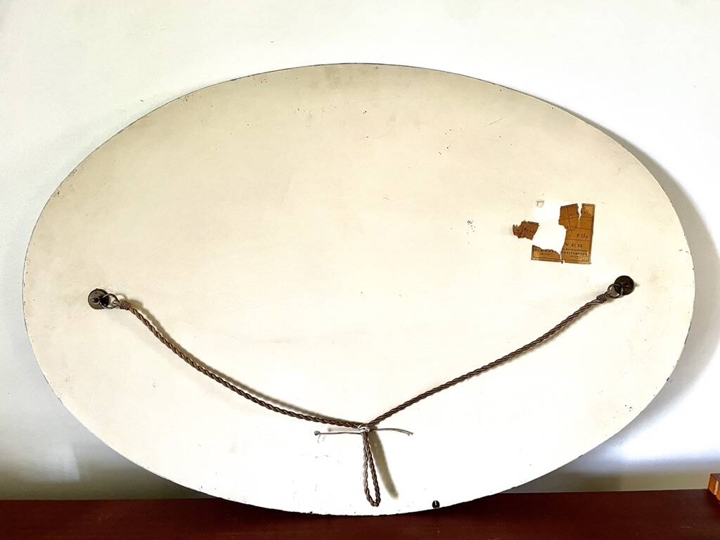 Large bevelled oval mirror 90x60 cm
