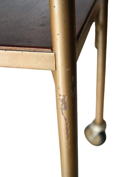 Vintage 50s wooden and metal rolling side table