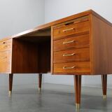 Mid-century Danish teak writing desk with brass details, 1960s