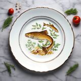 Six Vintage Fish Plates by Moulin des Loups. French Fish Plate Set. Fish Dinnerware Set.
