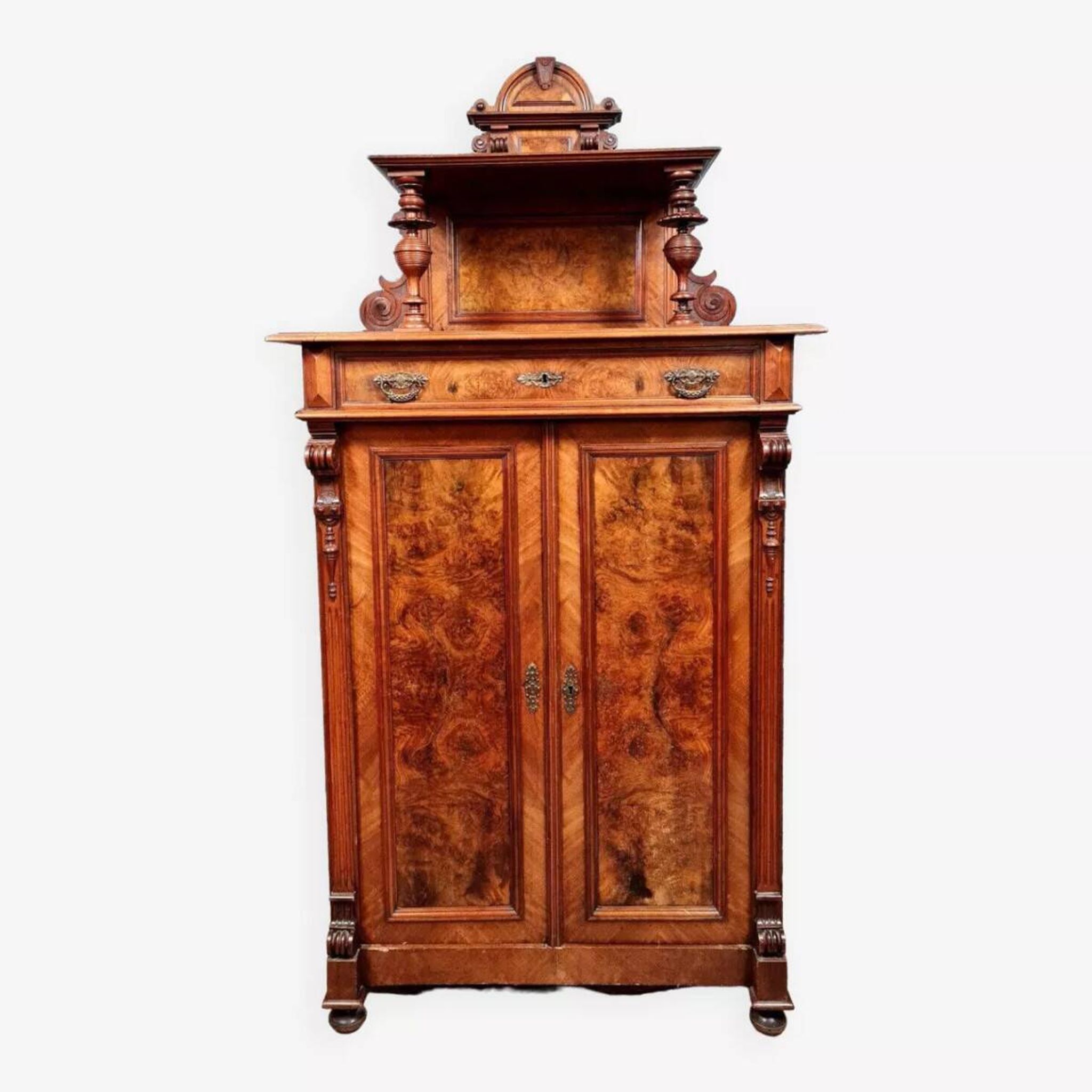 Cabinet époque Biedermeier En Noyer Et Ronce époque XIXeme