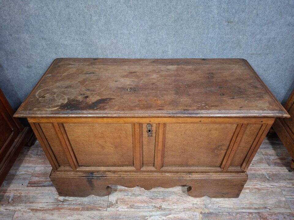 Oak chest with moulded panels – rustic work – 18th century