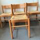4 charlotte perriand style wood and straw chairs