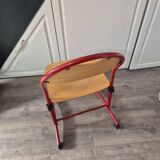 red metal and wood school chair for children