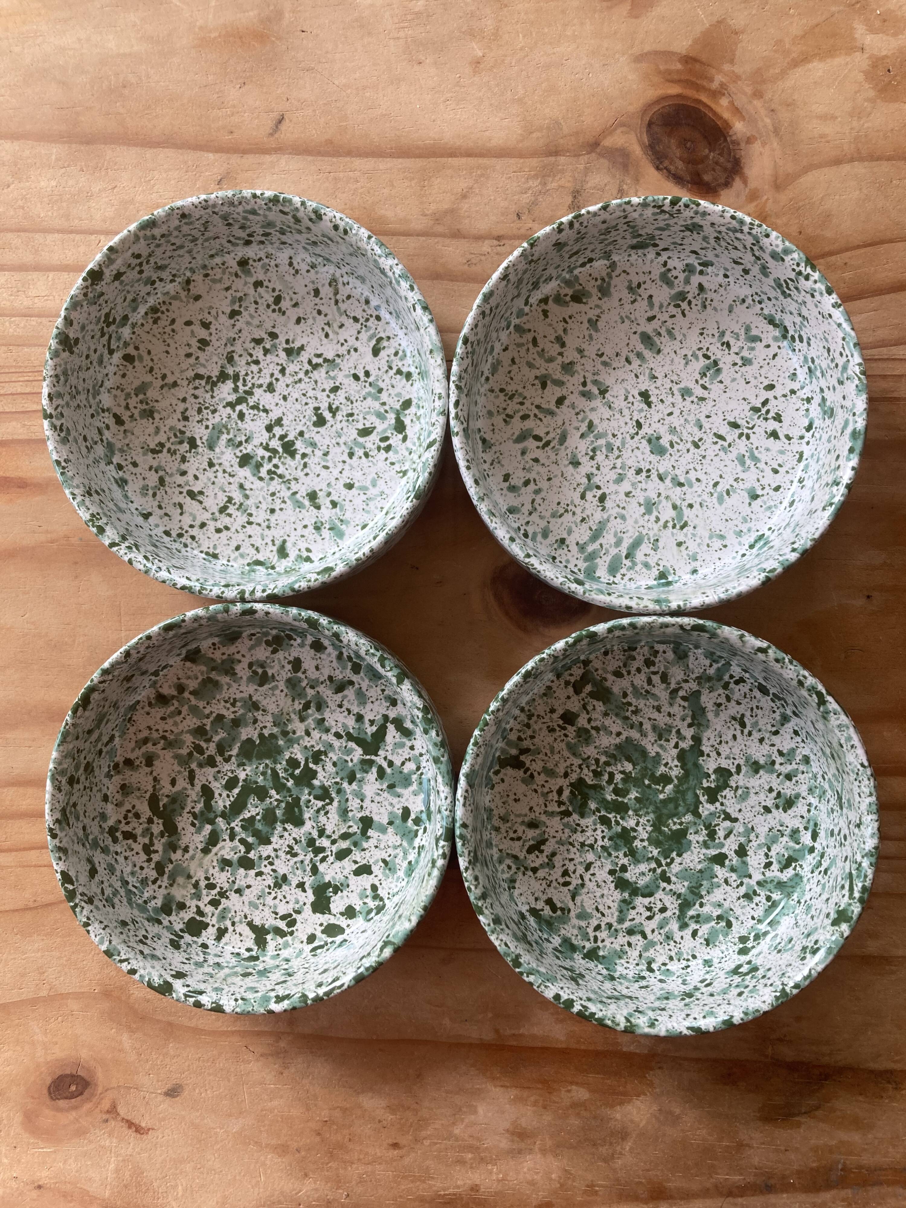 4 speckled ceramic ramekins