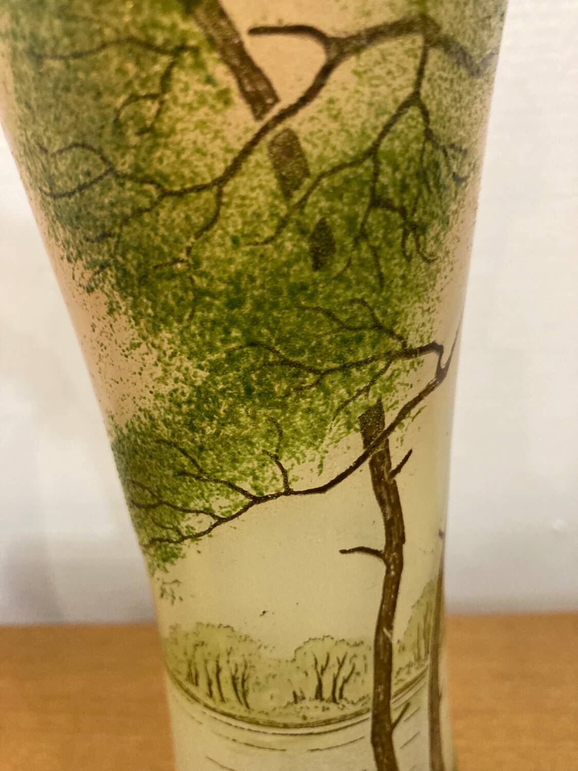 Enameled glass vase “lake landscape” François Théodore Legras