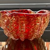 Murano empty bubbled pocket tinted red and gold