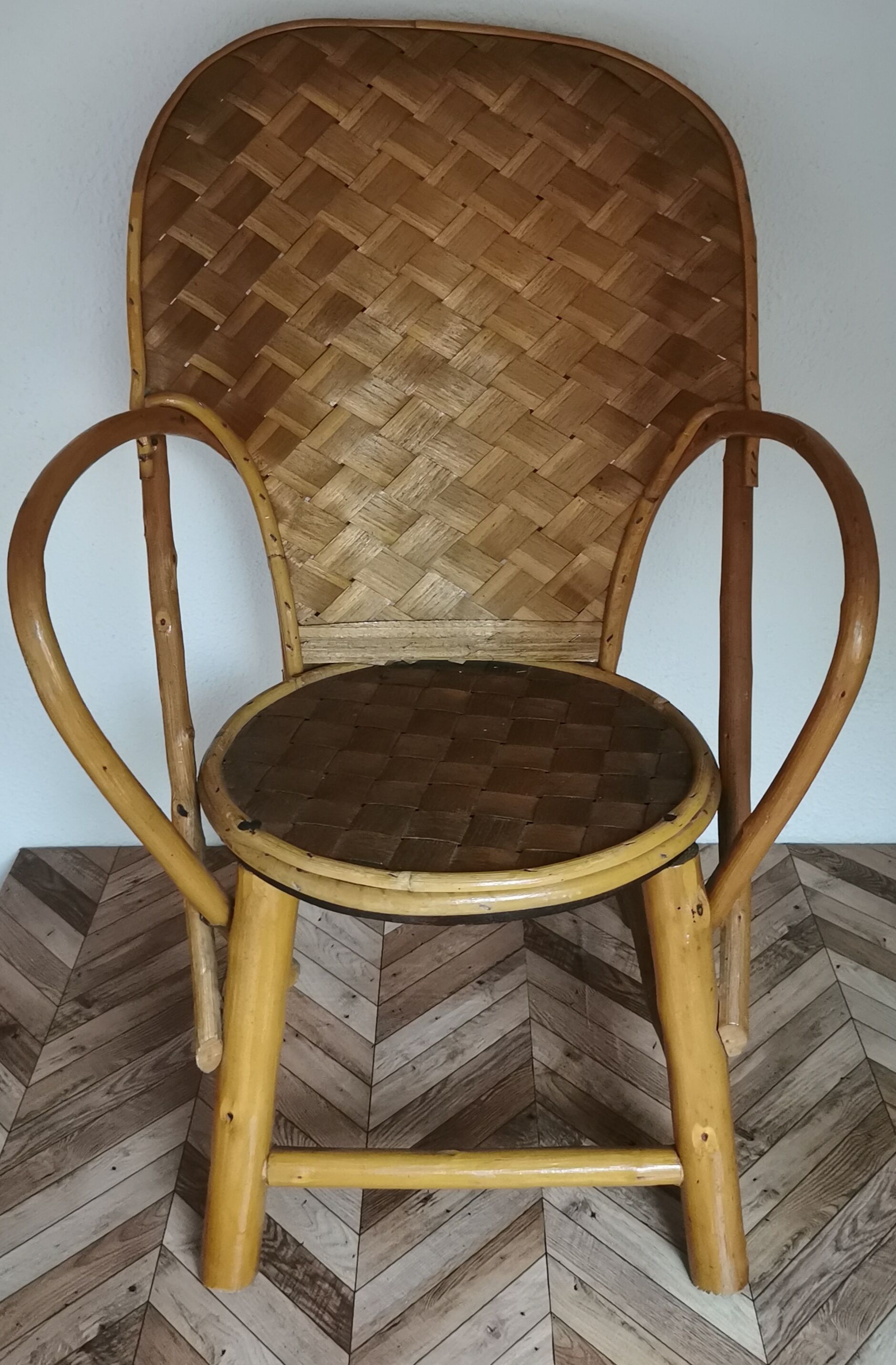 Vintage chestnut wood child chair