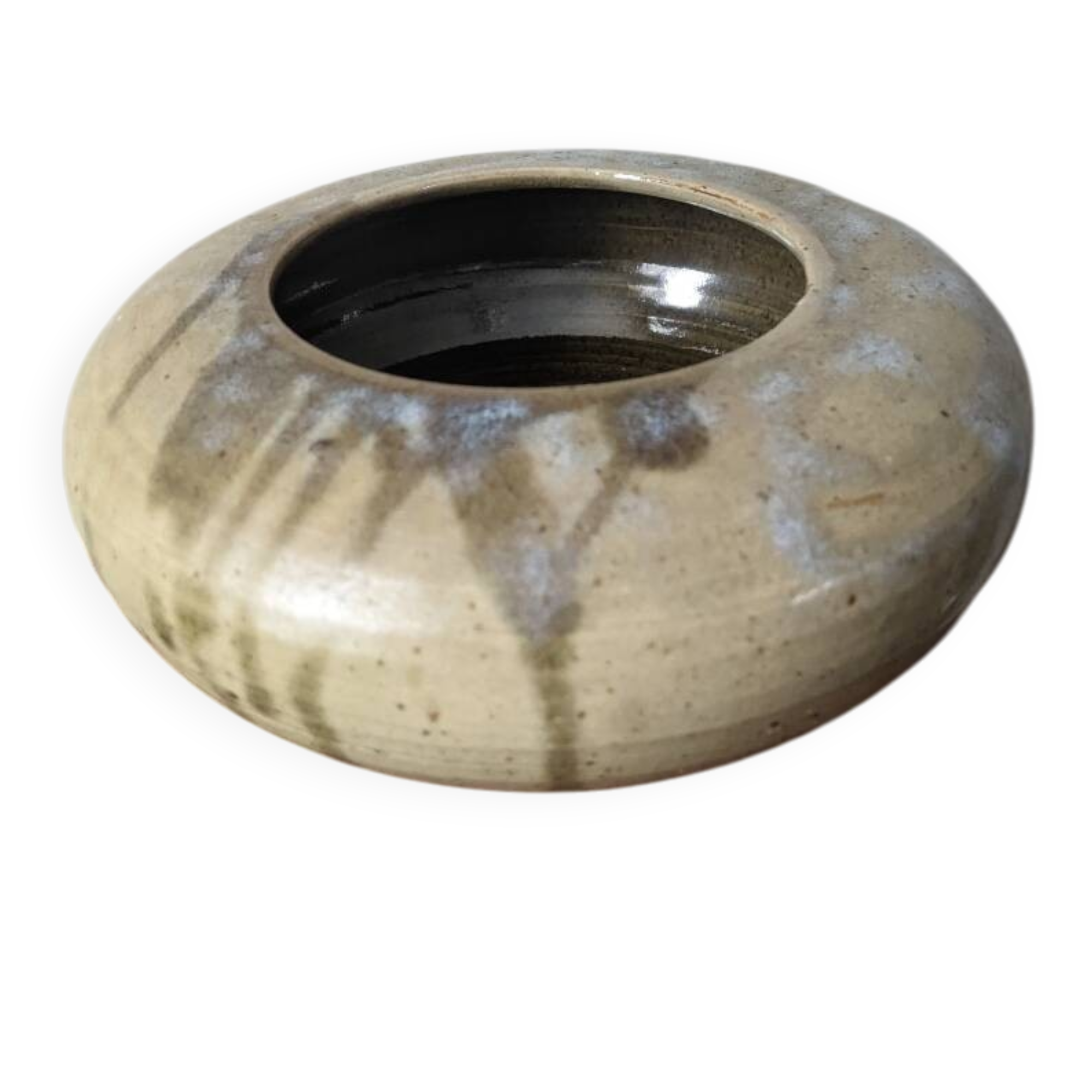 Handmade ceramic vase or empty pocket, Japanese design, Japandi stoneware