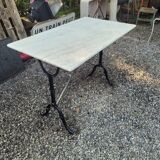 Bistro table top marble foot cast iron