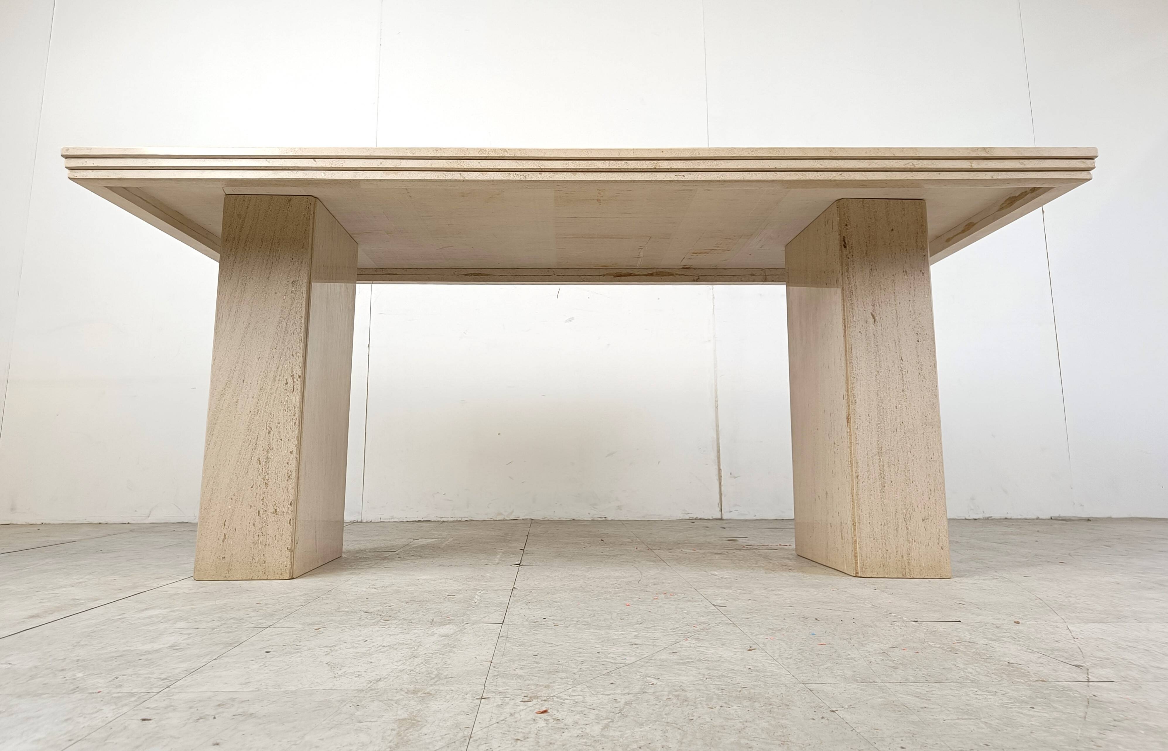 Vintage travertine dining table, 1970s