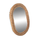 Vintage 70s bohemian wall mirror in woven rattan.