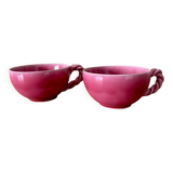 Set of 2 antique pink ceramic mugs