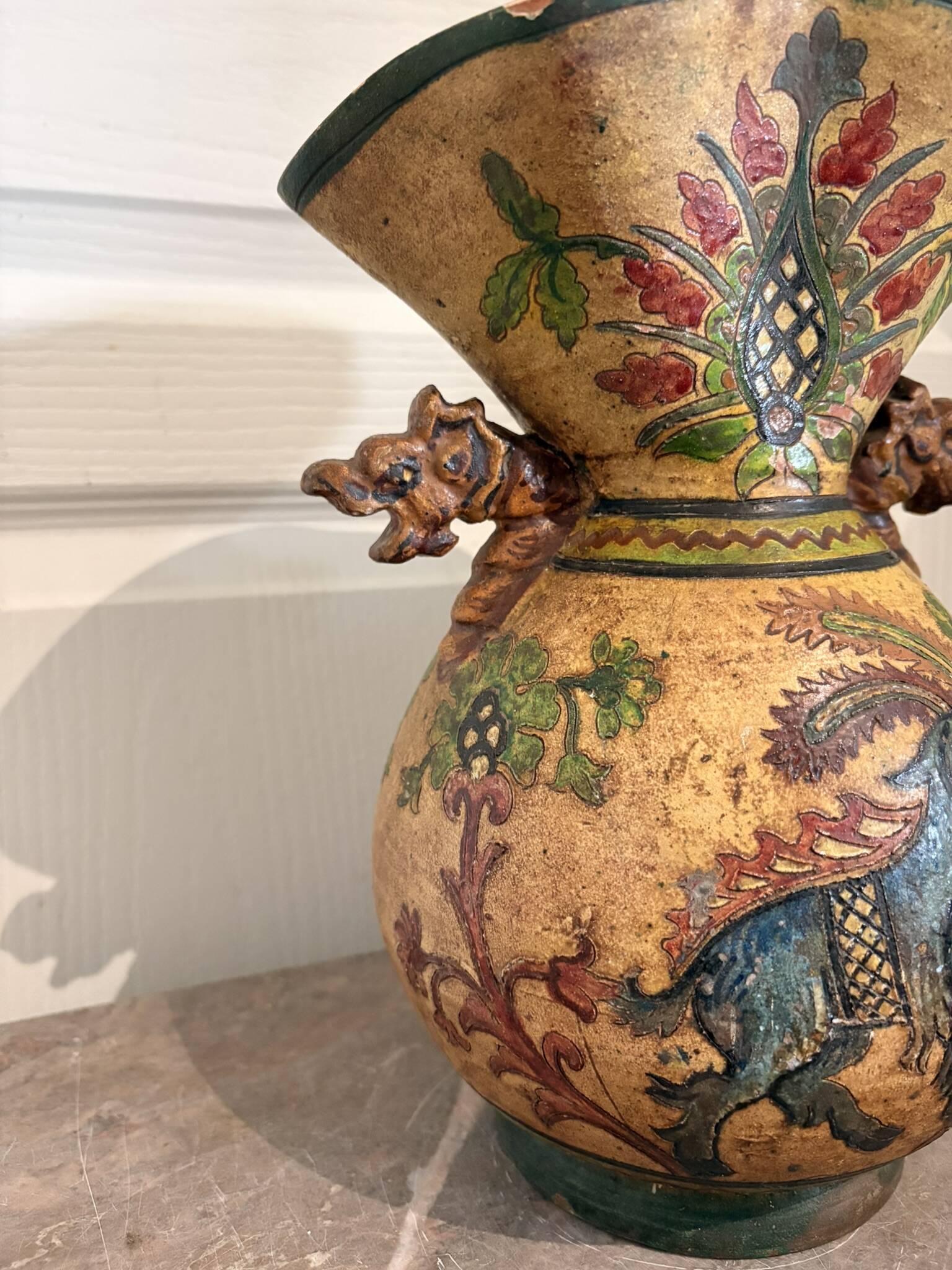 Vase carafe jug baluster ceramic terracotta italy montopoli elephant
