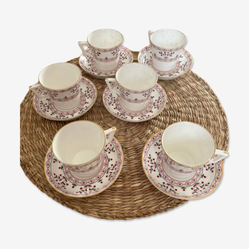 6 tasses à café en porcelaine anglaise