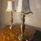 pair of Empire brass bedside lamps 34x14 electric working embroidered lampshade very beautiful