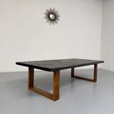 Thick slate coffee table, brutalist design from the 70s, Pia Manu style