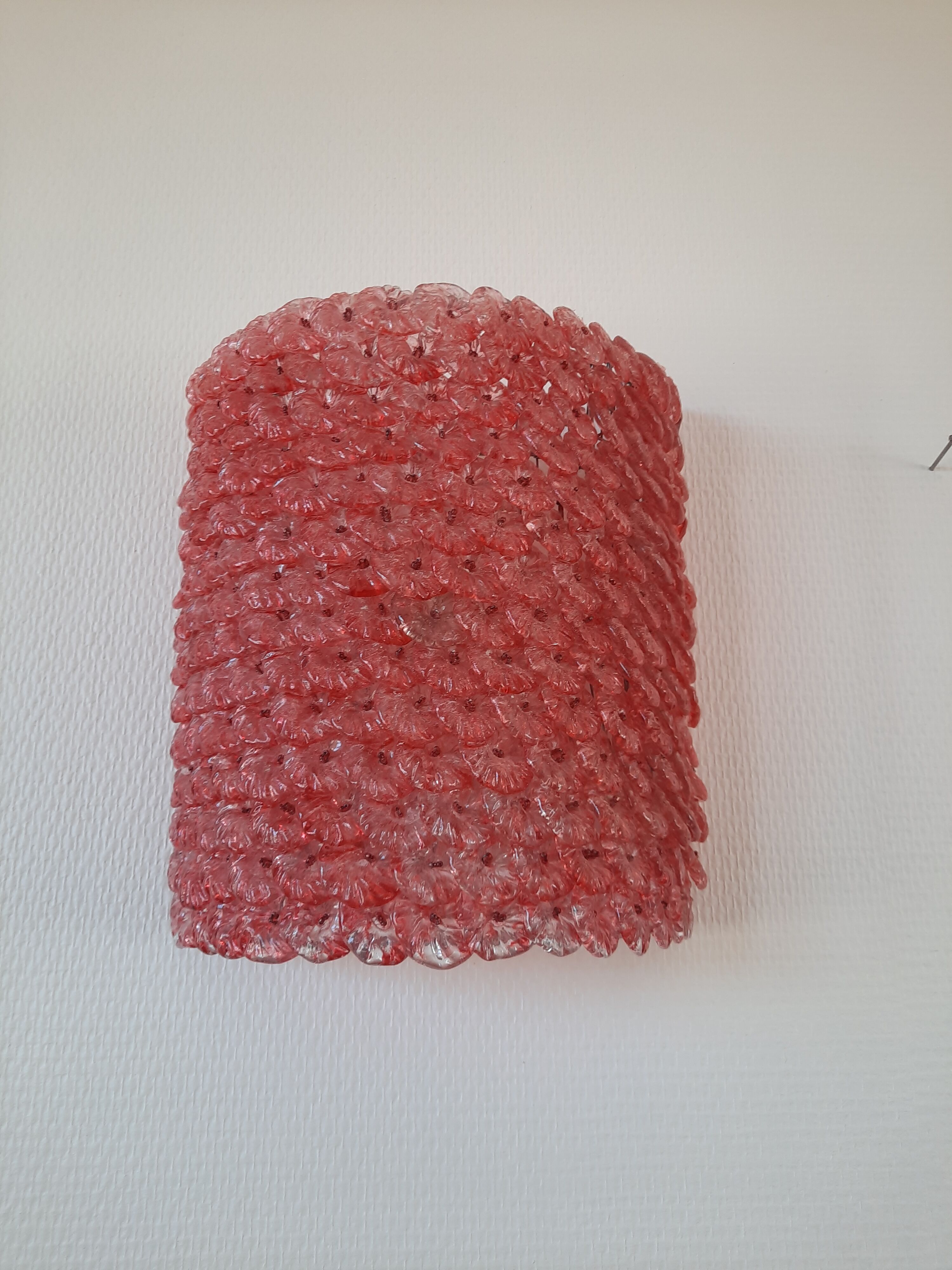Pair of pink glass sconces 70-80s