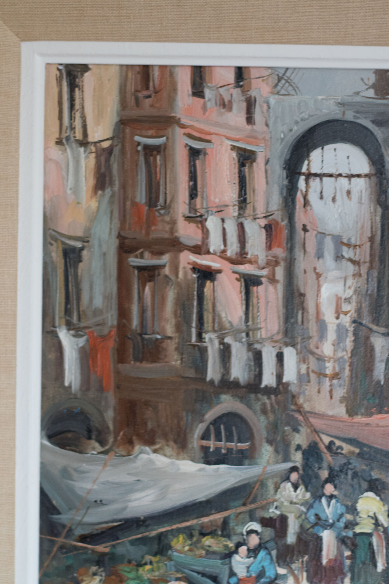 Oil on canvas Neapolitan market scene of the 50s
