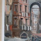 Oil on canvas Neapolitan market scene of the 50s