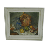 Painting Dead Nature circa 1940 oil on canvas by C Chilot