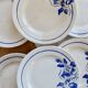 6 vintage ironstone dessert plates Digoin Sarreguemines Hubert blue
